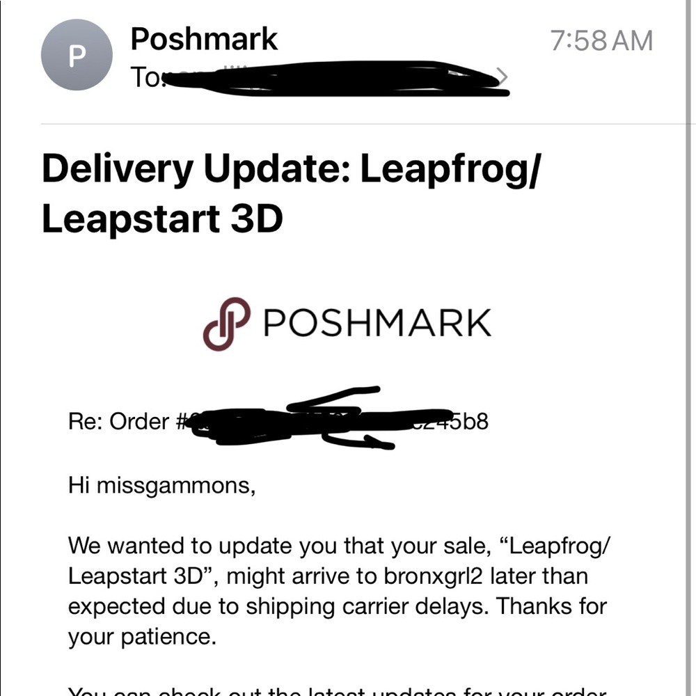 Shipping update